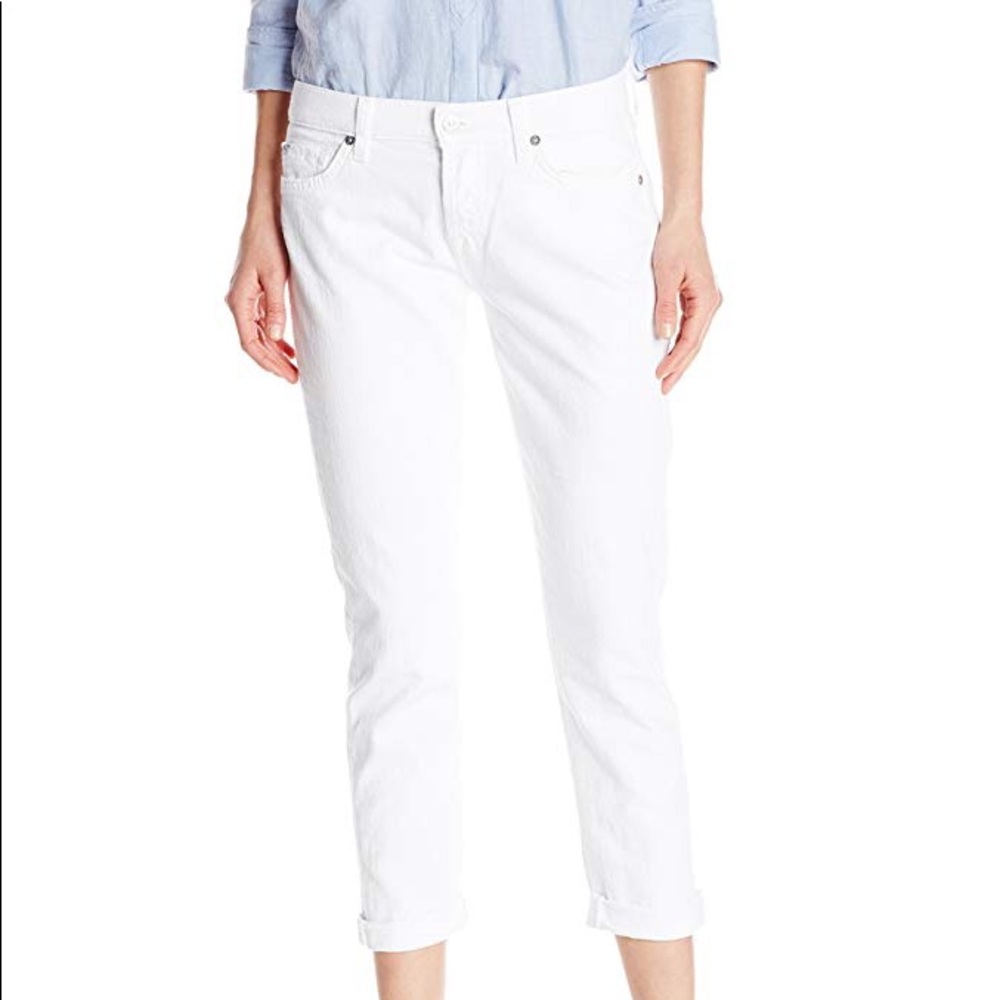 7 for all mankind white denim Capris